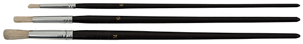 Кисти художественные, натуральная щетина, деревянная ручка, круглые, набор 3 шт. FIT 1522