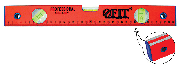 Уровень "Стандарт", 3 глазка, красный корпус, фрезерованная рабочая грань, шкала  500 мм FIT 18055