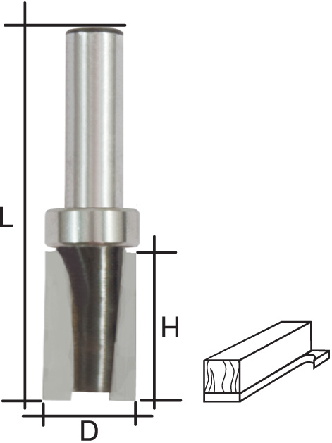Фреза кромочная прямая с верхним подшипником, DxHxL = 16 х 20 х 60 мм FIT 36678