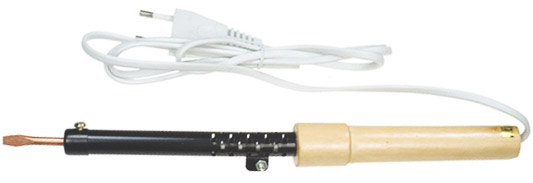 Паяльник 220 В, деревянная ручка, плоское медное жало D=5 мм,  25 Вт FIT 60511