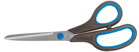 Ножницы бытовые нержавеющие, прорезиненные ручки, толщина лезвия 2,0 мм, 220 мм KУРС 67330