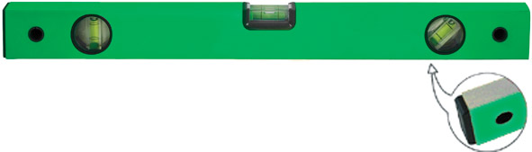 Уровень "Техно", 3 глазка, зеленый корпус, фрезерованная рабочая грань, шкала 1000 мм FIT 18120