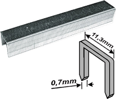 Скобы для степлера закалённые прямоугольные 11,3 мм х 0,7 мм  (узкие тип 53)  4 мм, 1000 шт. FIT 31304