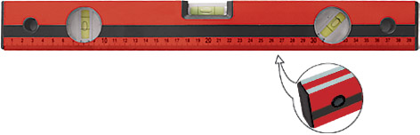 Уровень "Оптима", 3 глазка, красный корпус, фрезерованная рабочая грань, шкала  400 мм KУРС 18021