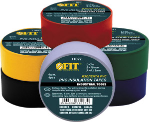 Изолента PVC 19 мм х 0,13 мм х 3 м (6 шт.,цветные) FIT 11027