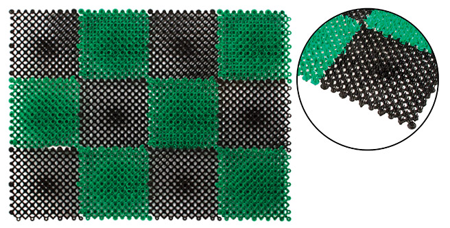 Коврик пластиковый "Травка" 410x550 мм, клетка черно-зеленая FIT 67931