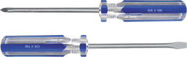 Отвертка "Техно", CrV сталь, пластиковая синяя прозрачная ручка  3х75 мм РН0  FIT 54316