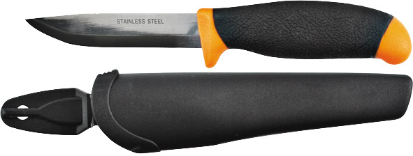 Нож строительный, нерж.сталь, прорезиненная желто-черная ручка FIT 10615