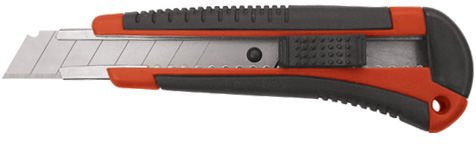 Нож технический, серия "Тренд" 18 мм усиленный, прорезиненный FIT 10174