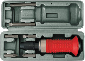Отвертка ударная, 6 CrV специальных бит, резиновая ручка, в чемоданчике FIT 56266