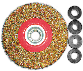 Корщетка-колесо, стальная латунированная волнистая проволока 150 мм FIT 39015