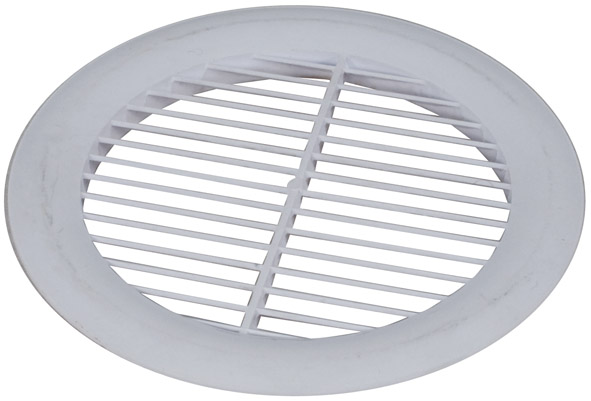 Вентиляционная решетка, пластиковая, круглая, 160 мм, без сетки, белая          FIT 75076