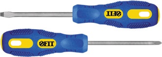 Отвертка "Гранд", сталь S2, шестигранное жало, прорезиненная сине-желтая ручка, Профи  3х75 мм SL FIT 55532