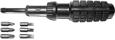 Отвертка реверсивная, 6 CrV бит, черная ручка с антискользящей накладкой FIT 56297