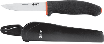 Нож строительный, нерж.сталь, прорезиненная ручка FIT 10611